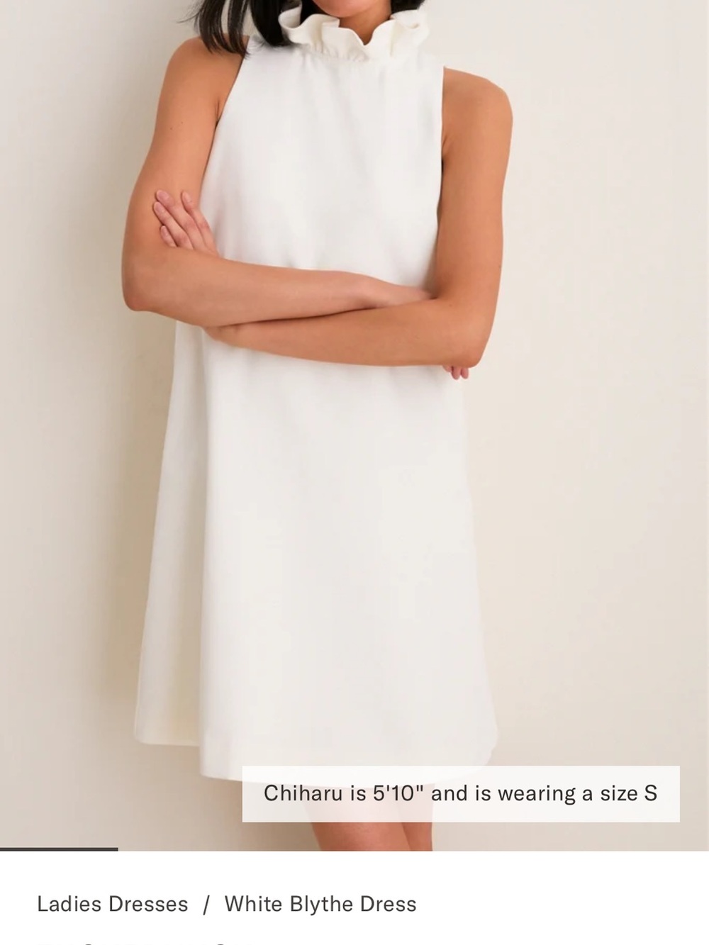 Tuckernuck Pomander Place blythe White Sleeveless Shift with Ruffle Neck